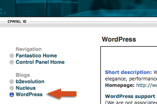 WordPress in cPanel